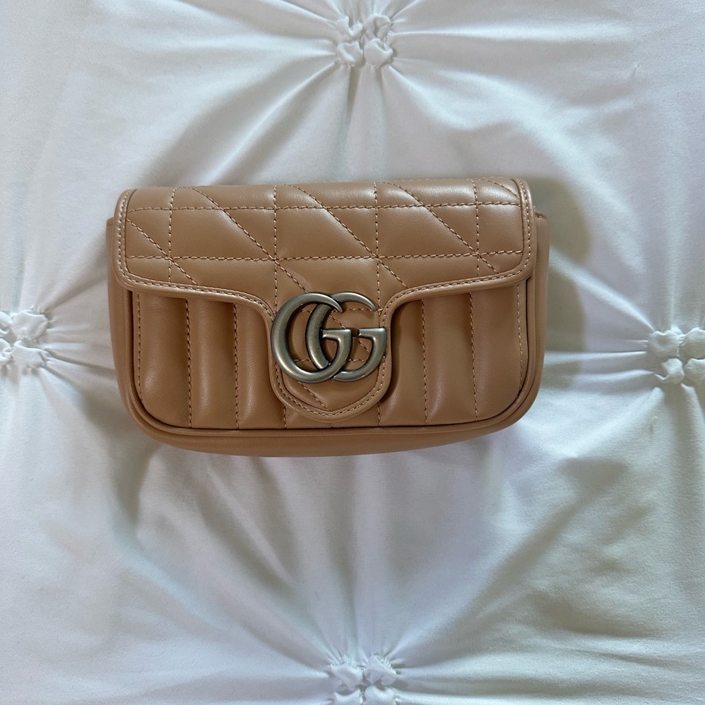 Authentic Gucci Tan Quilted Leather Clutch